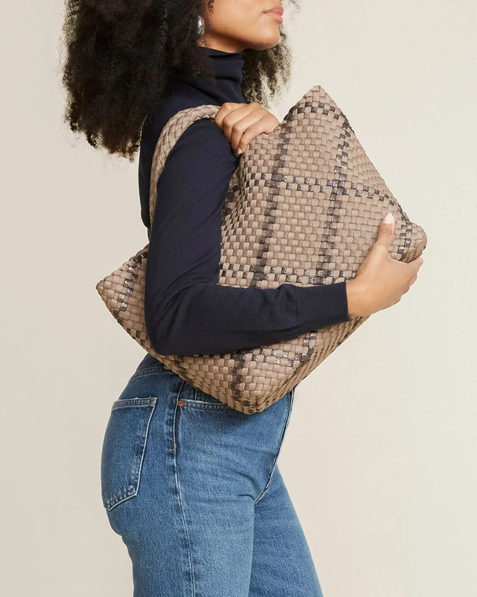 Shoulder Bags<NAGHEDI St. Barths Medium Tote Plaid Mojave